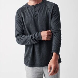 FAHERTY Long-Sleeve Cloud Henley Charcoal Heather Gray XL
